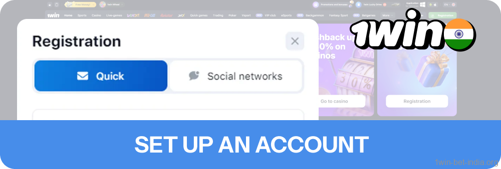 Set up a1win account using either of the two methods