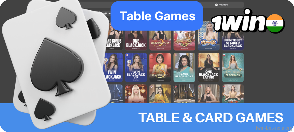 1Win has a range of Table and Card Games